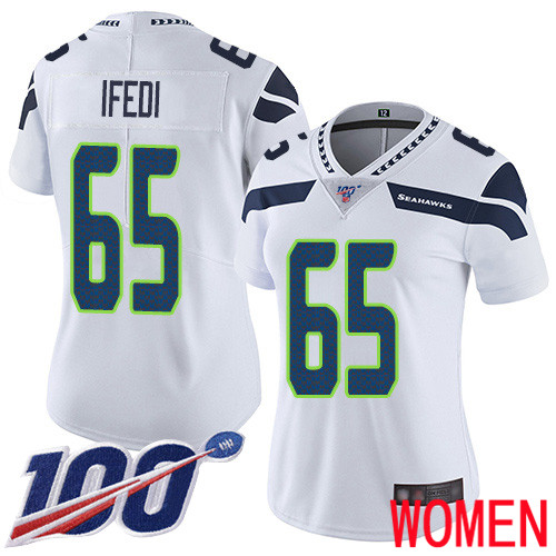 Seattle Seahawks Limited White Women Germain Ifedi Road Jersey NFL Football #65 100th Season Vapor Untouchable